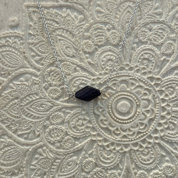 Jewelry - Blue goldstone necklace with 18” silver plated chain.  New